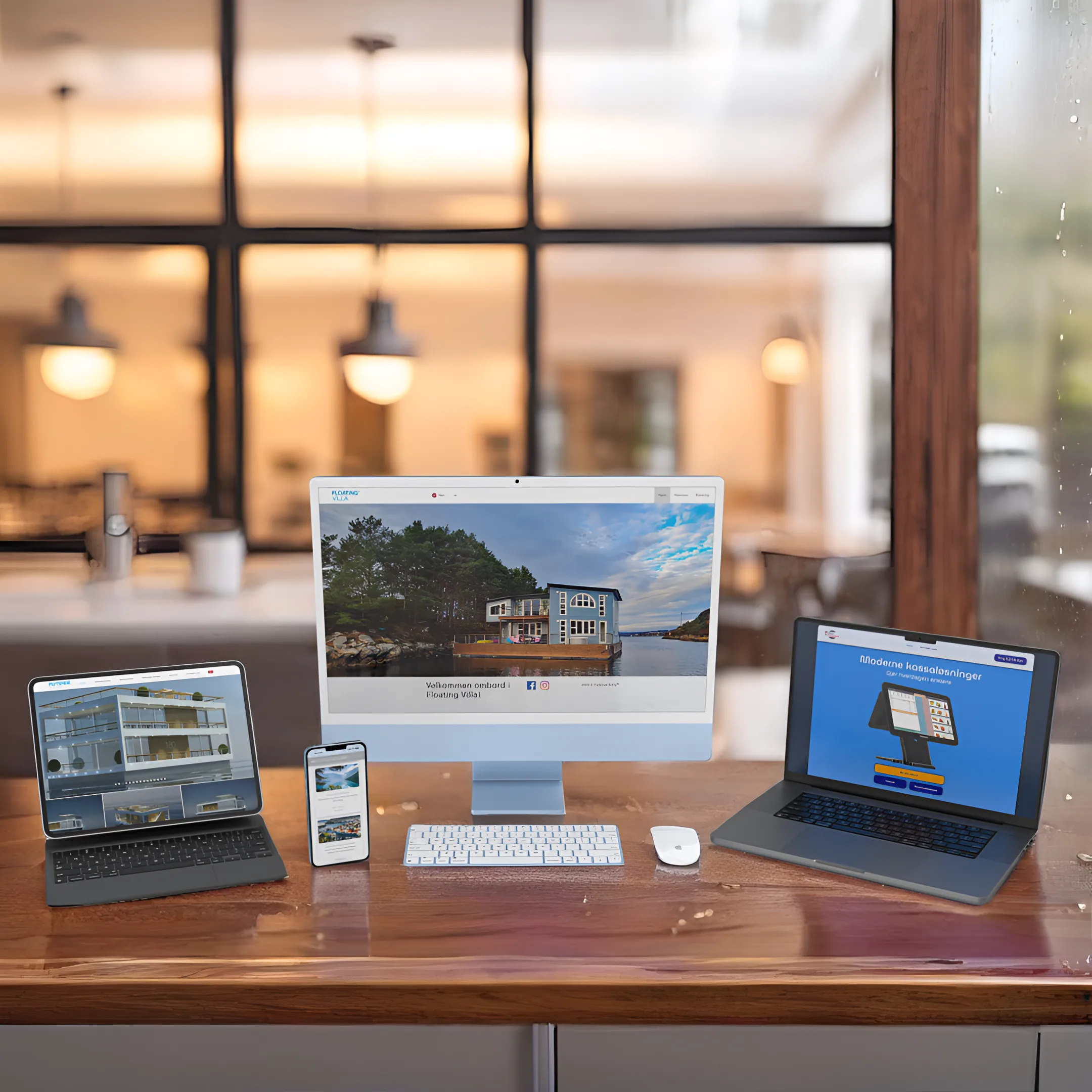 Websider vist på ulike enheter som mobil, nettbrett og desktop